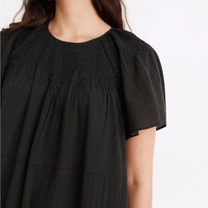 Madewell Embroidered Smocked Midi Dress